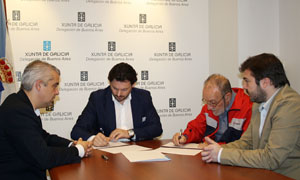 Rodríguez Miranda y Lores Mascato firman el protocolo ante la mirada de López Dobarro y Martínez Duro